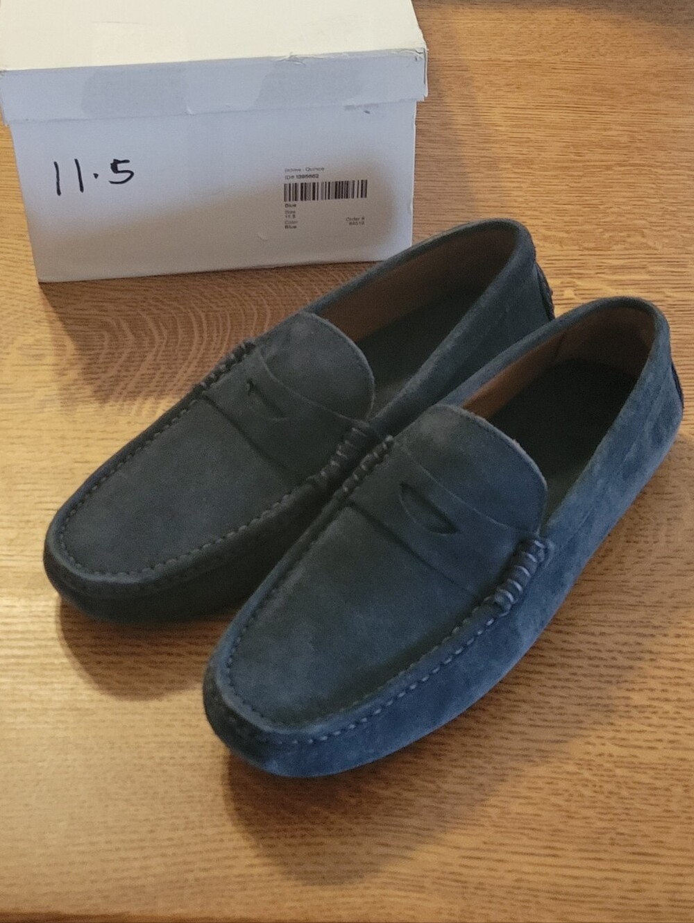 Quince Mens Essential Suede Driving Loafer - blue